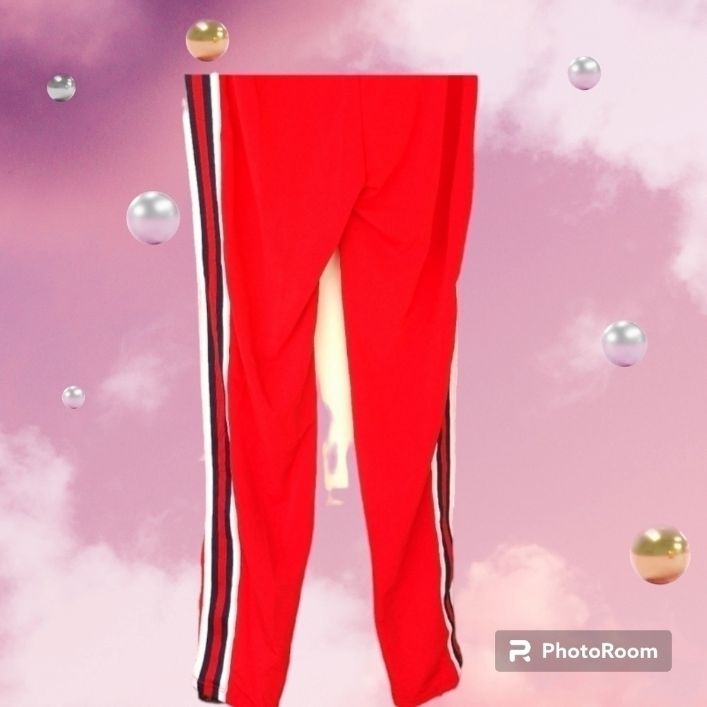 Red Track Pants Straight Leg Small Y2K - Picture 2 of 5